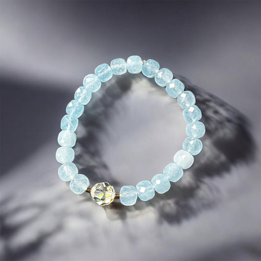 Akvamarīna rokassprādze ar Swarovski kristāliņu