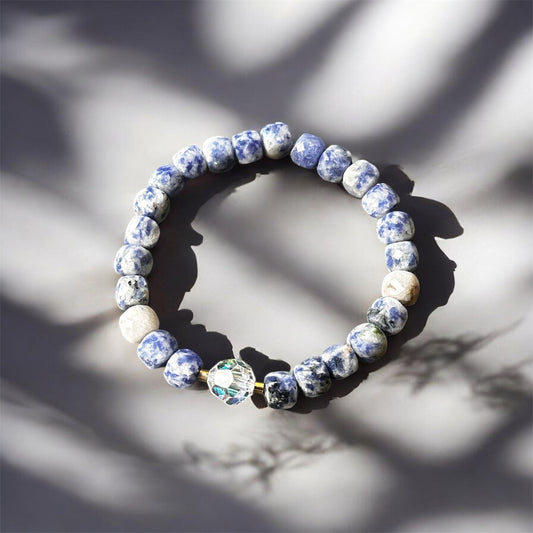 Sodalīta rokassprādze ar Swarovski kristālu
